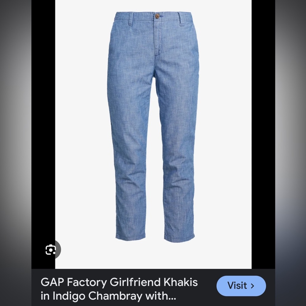 NWOT - GAP Mid-Rise Girlfriend Khaki Ankle Pant | Chambray Blue